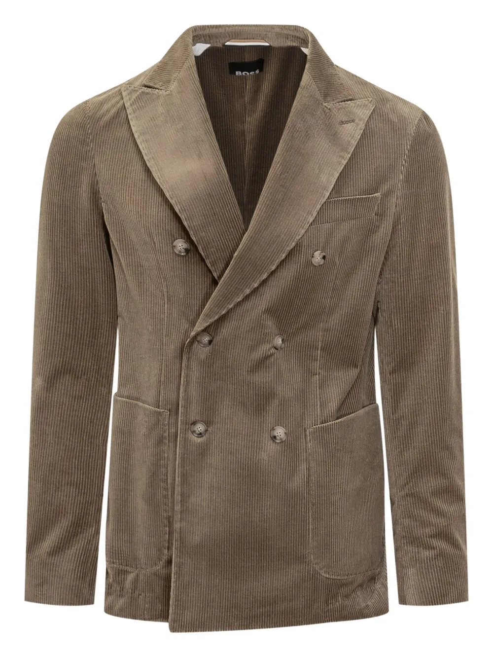 

Двубортный пиджак из вельвета Boss, коричневый