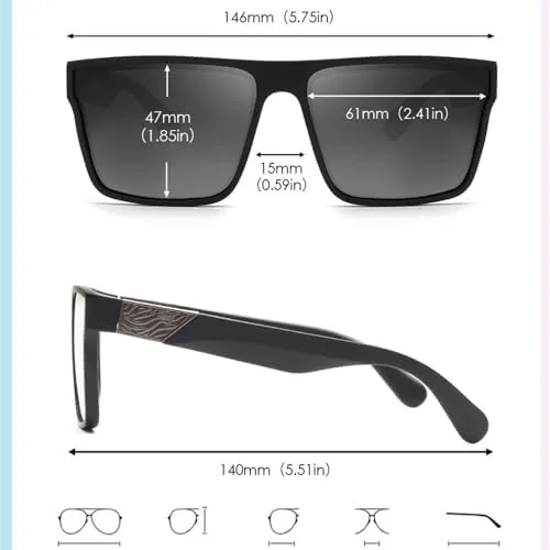 

Ретро-солнцезащитные очки 2026 года для мужчин и женщин, квадратные очки для вождения с плоской верхней частью, защита от ультрафиолета UV400 MTZJH, C1 Black Grey