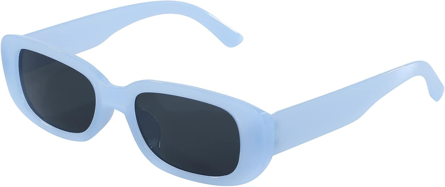 

Ретро-солнцезащитные очки прямоугольной формы для женщин и мужчин, модные винтажные солнцезащитные очки 90-х годов, защита UV400, квадратная оправа, Y2K American Trends, Blue Frame Grey Lens