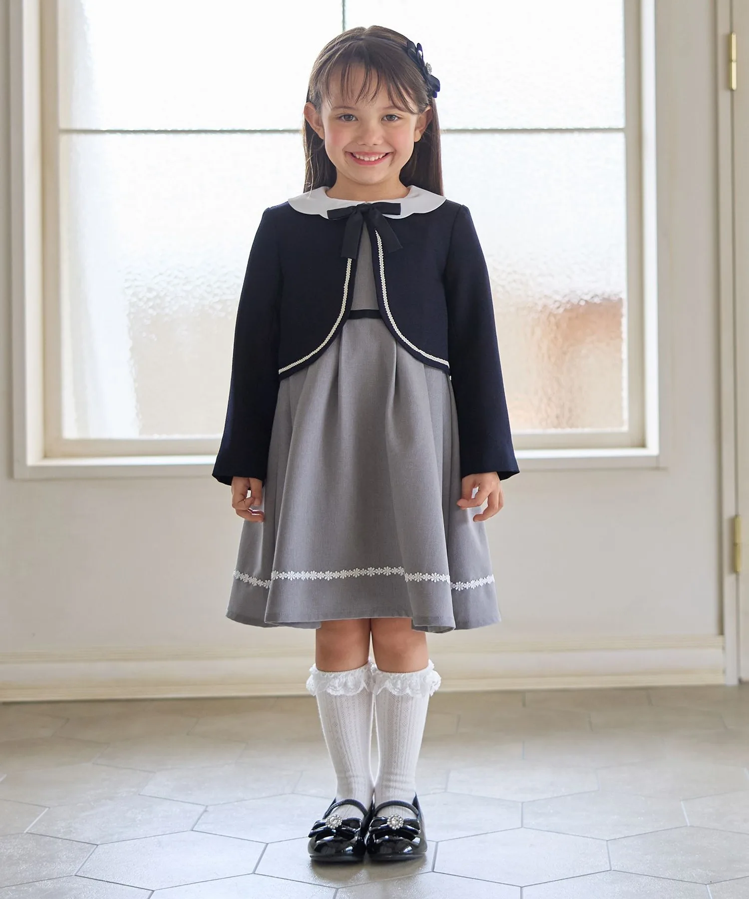 Детское платье с воротником и безворотниковый болеро ANY KIDS CEREMONY COLLECTION 2026 синие — фото 4