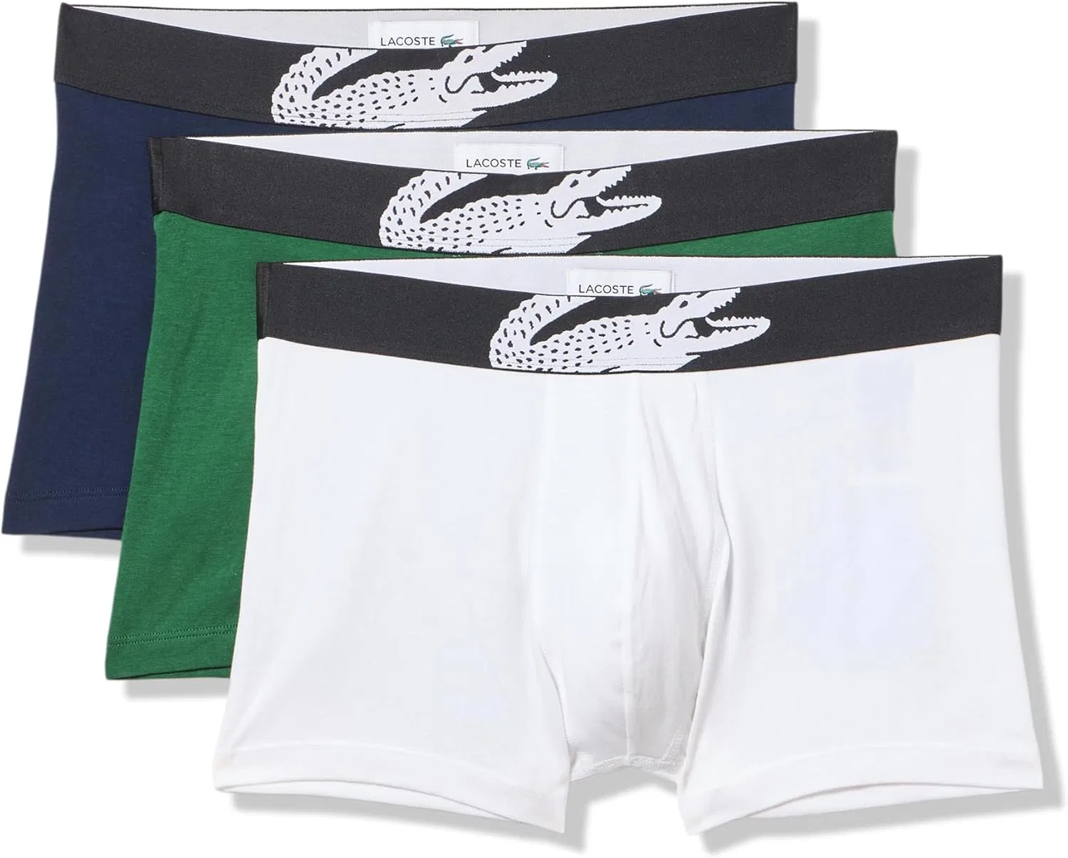 Трусы Lacoste Cotton Stretch Big Croc Print Trunks, мужские, зеленый/белый/темно-синий