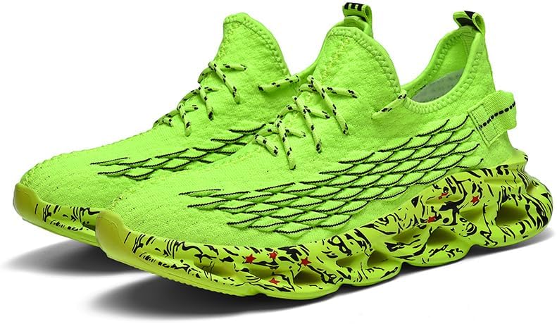 

Мужские кроссовки с лезвием, дышащие мужские теннисные кроссовки, спортивная мягкая подошва, мужская беговая обувь с нескользящей подошвой Biuhfn, зеленый