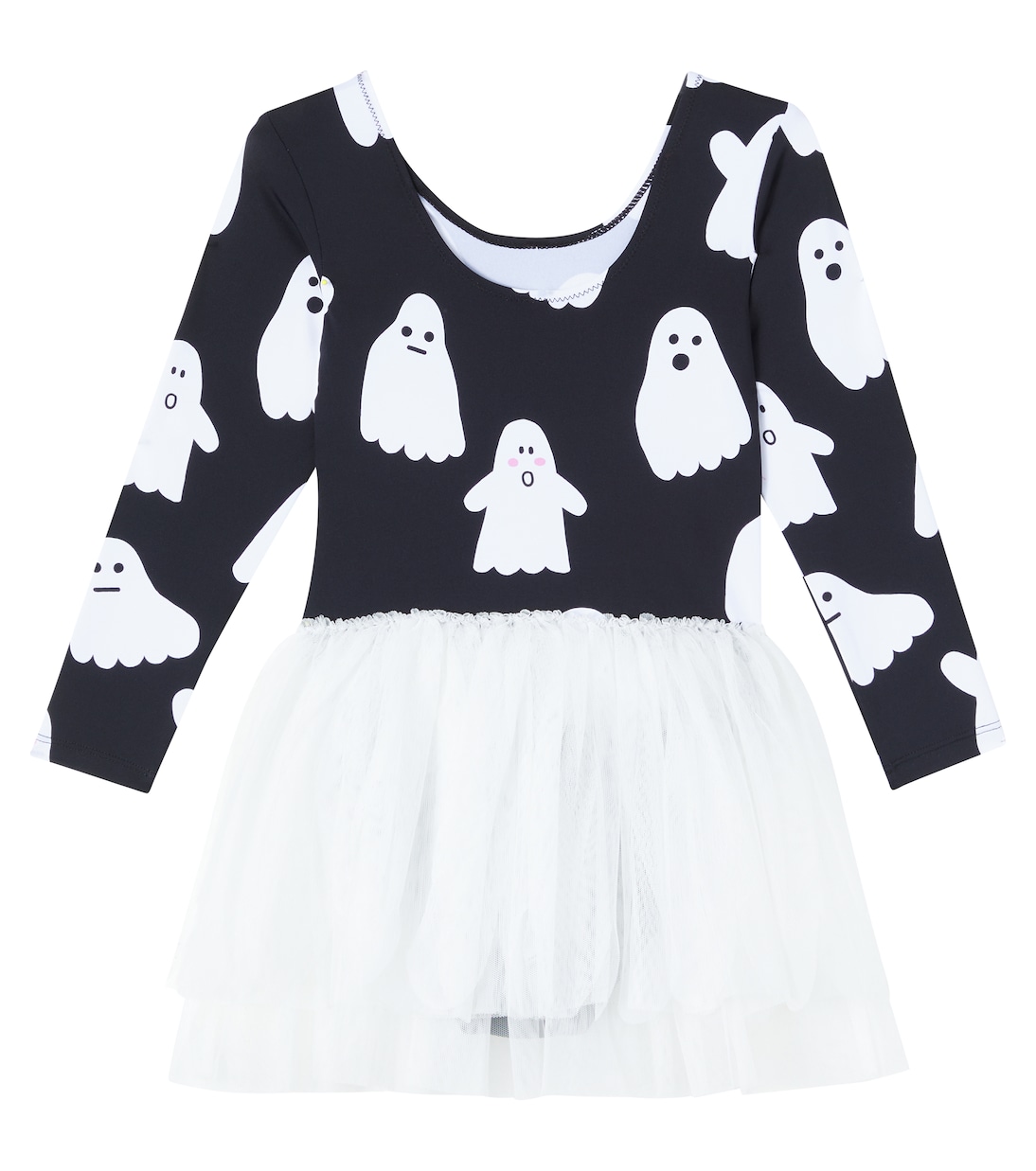 Платье с принтом Призраки Stella McCartney Kids, Black/White — фото 4