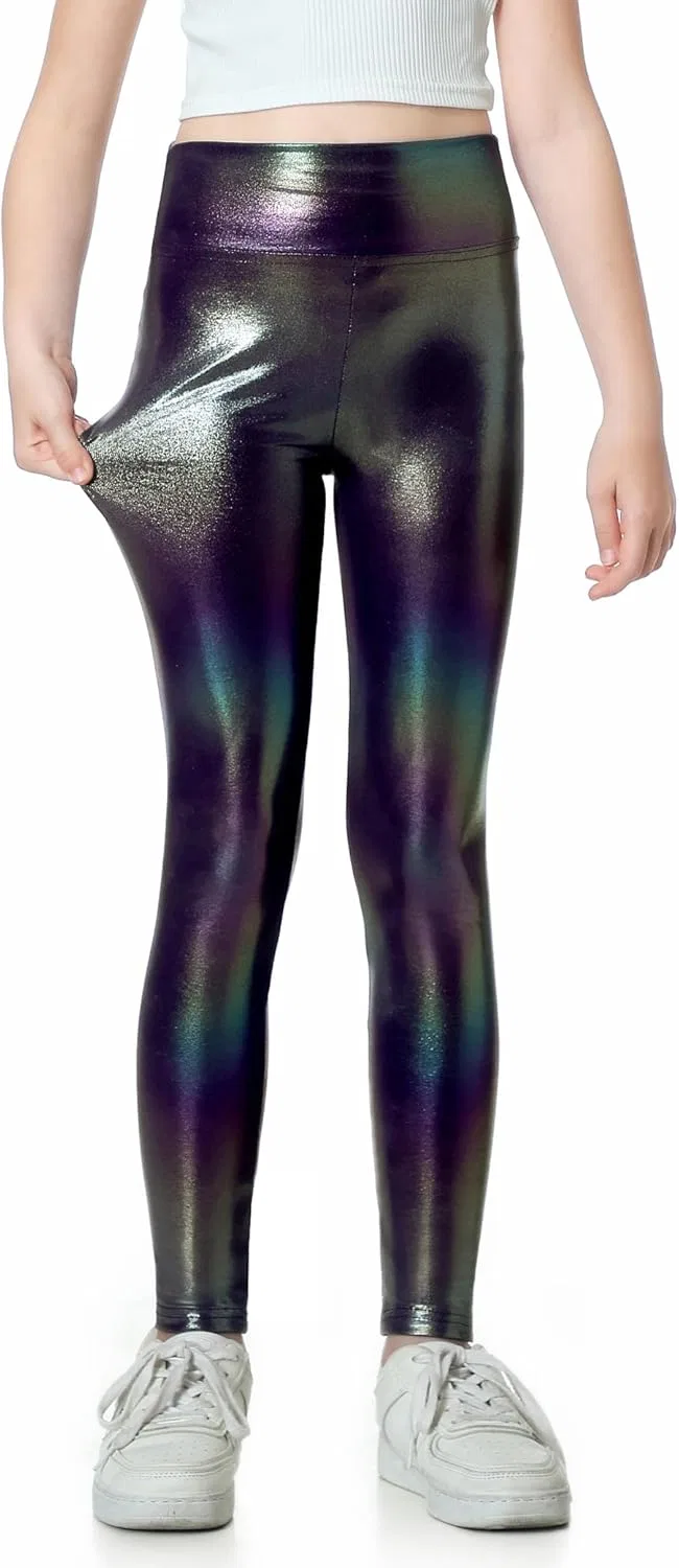 Леггинсы детские металлик Gnainach, Holographic Black — фото 3