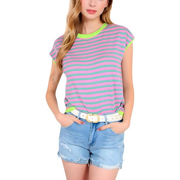 

Женский топ с полосками и контрастной отделкой на рукавах Anna-Kaci, Green