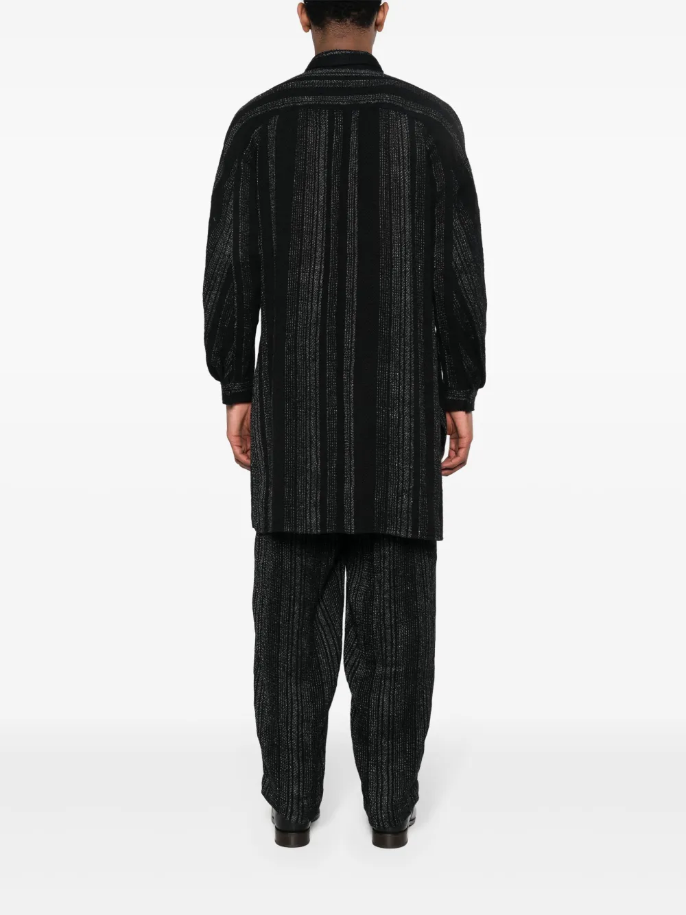 Полосатая рубашка с узлом Yohji Yamamoto, черный — фото 4