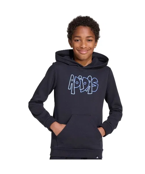 Детская худи с графити-принтом adidas чёрная