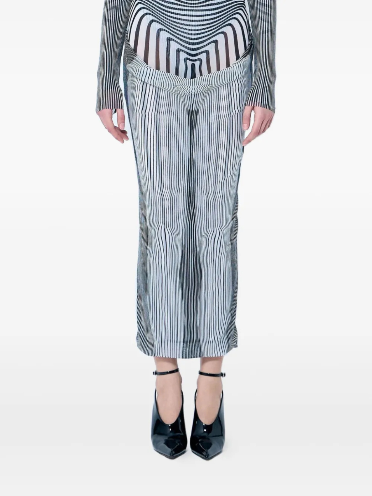 

Длинная юбка с драпировкой, облегающая фигуру Jean Paul Gaultier, белый