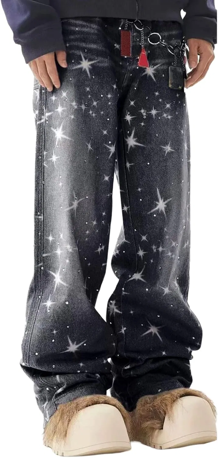 Джинсы с пайетками Rhinestone, Black