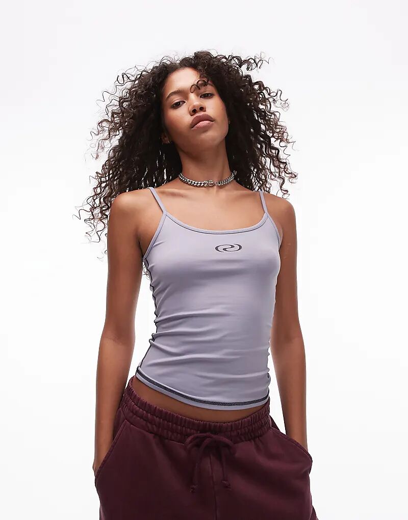 

Резюме спортивный топ на тонких лямках серебристого цвета с логотипом Résumé