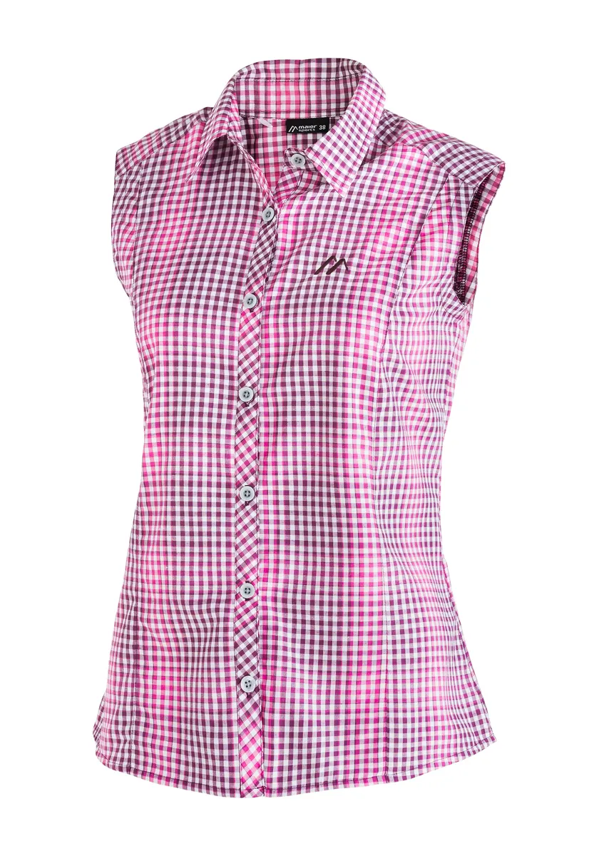 

Функциональная блузка Maier Sports "Палома", клетчатая блузка без рукавов для походов, путешествий и отдыха, розовый
