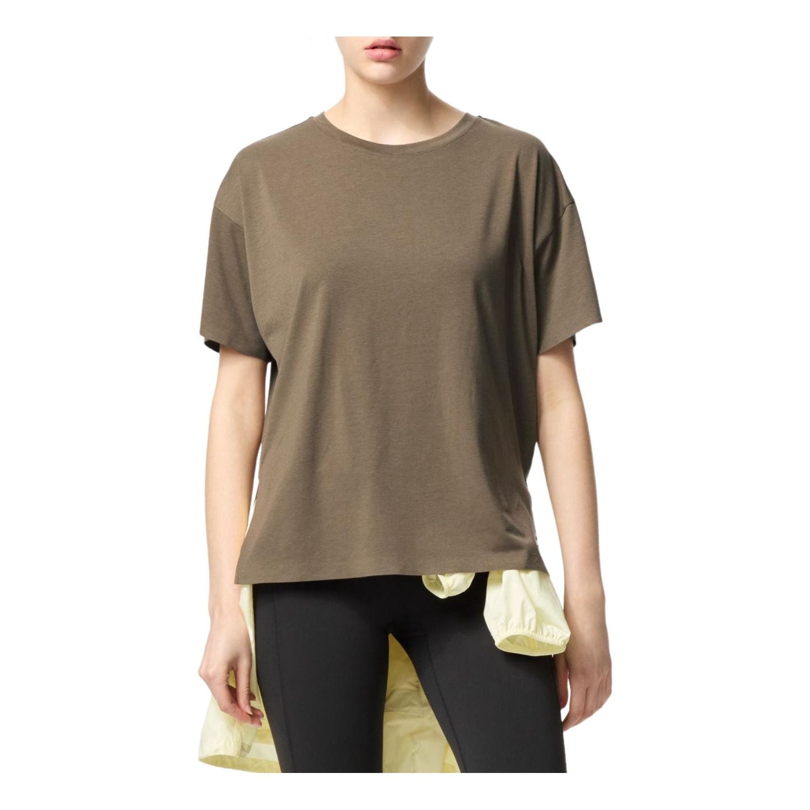 

(WMNS) UNIQLO AIRism Бесшовная футболка с круглым вырезом и коротким рукавом, цвет «хаки»