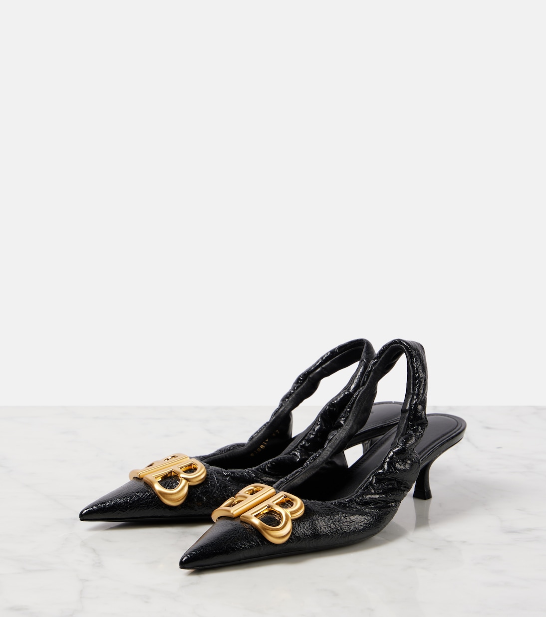 Мокасиновые лодочки-слингбэки Balenciaga, Black/Gold — фото 4