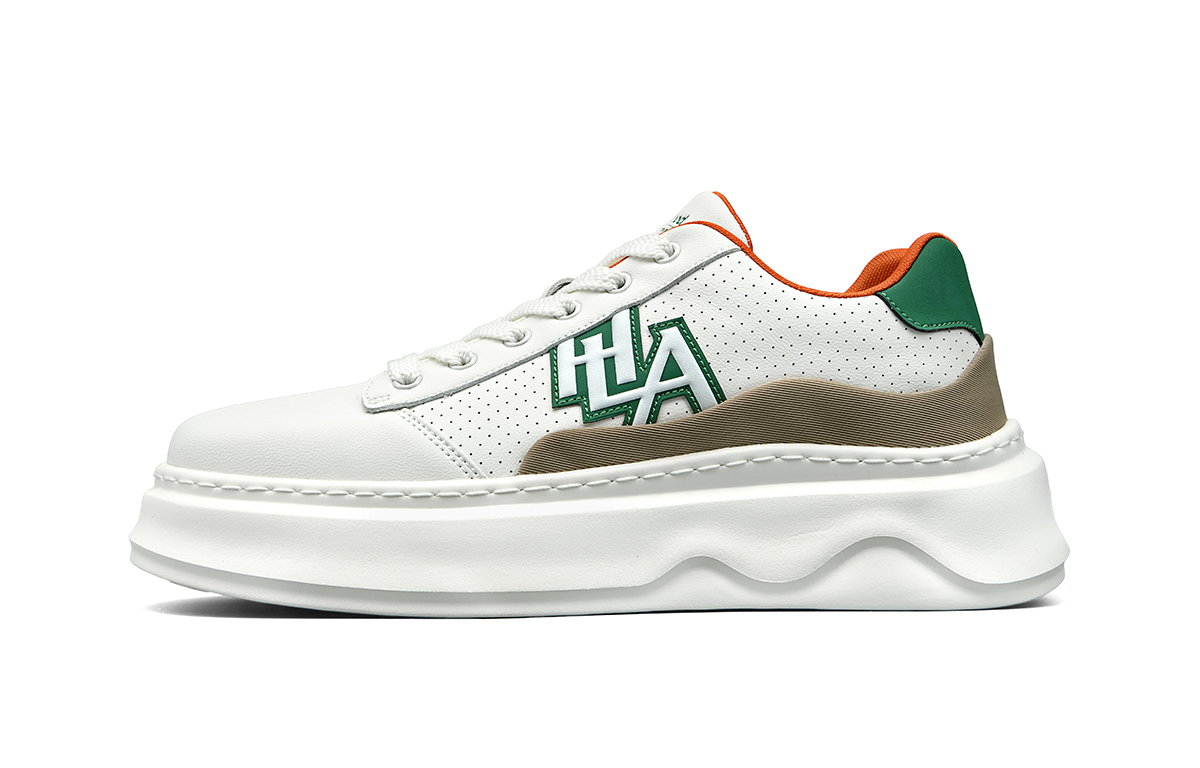 

Износостойкие, дышащие, удлиняющие рост низкие скейтбордистские кроссовки для мужчин HLA, белый зеленый