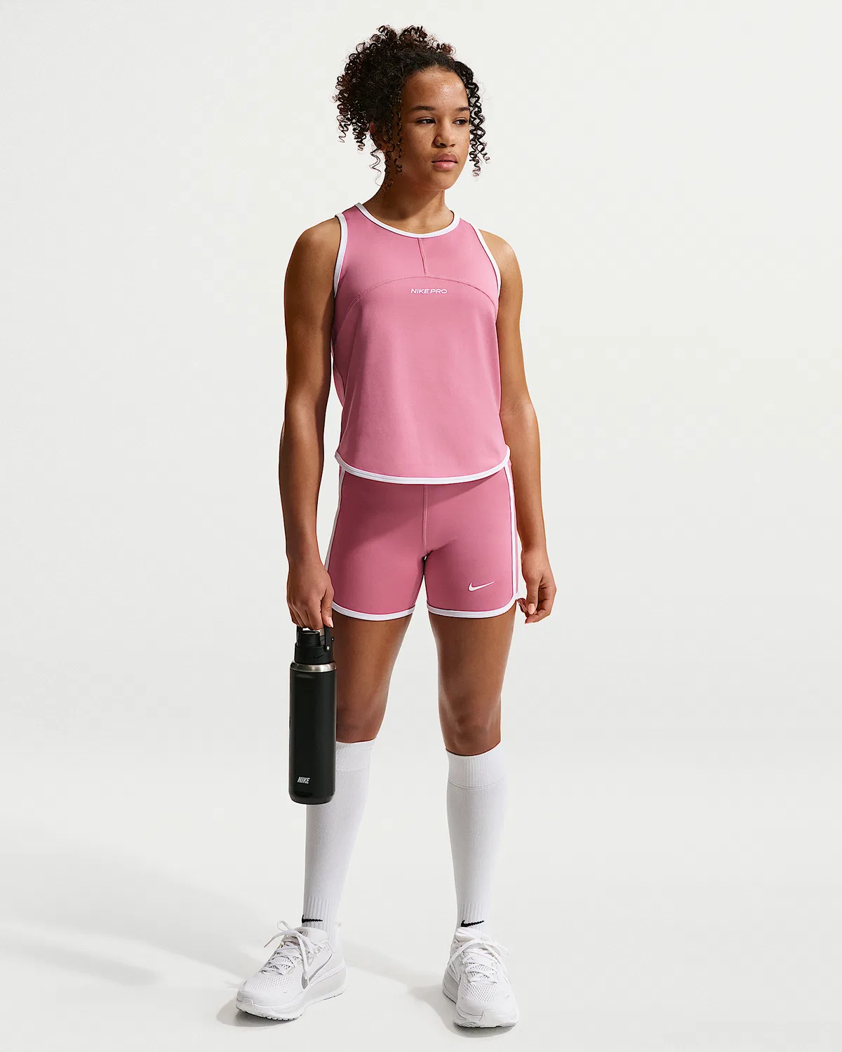 Детский топ Nike Pro Dri-FIT, Peony/White/White — фото 4