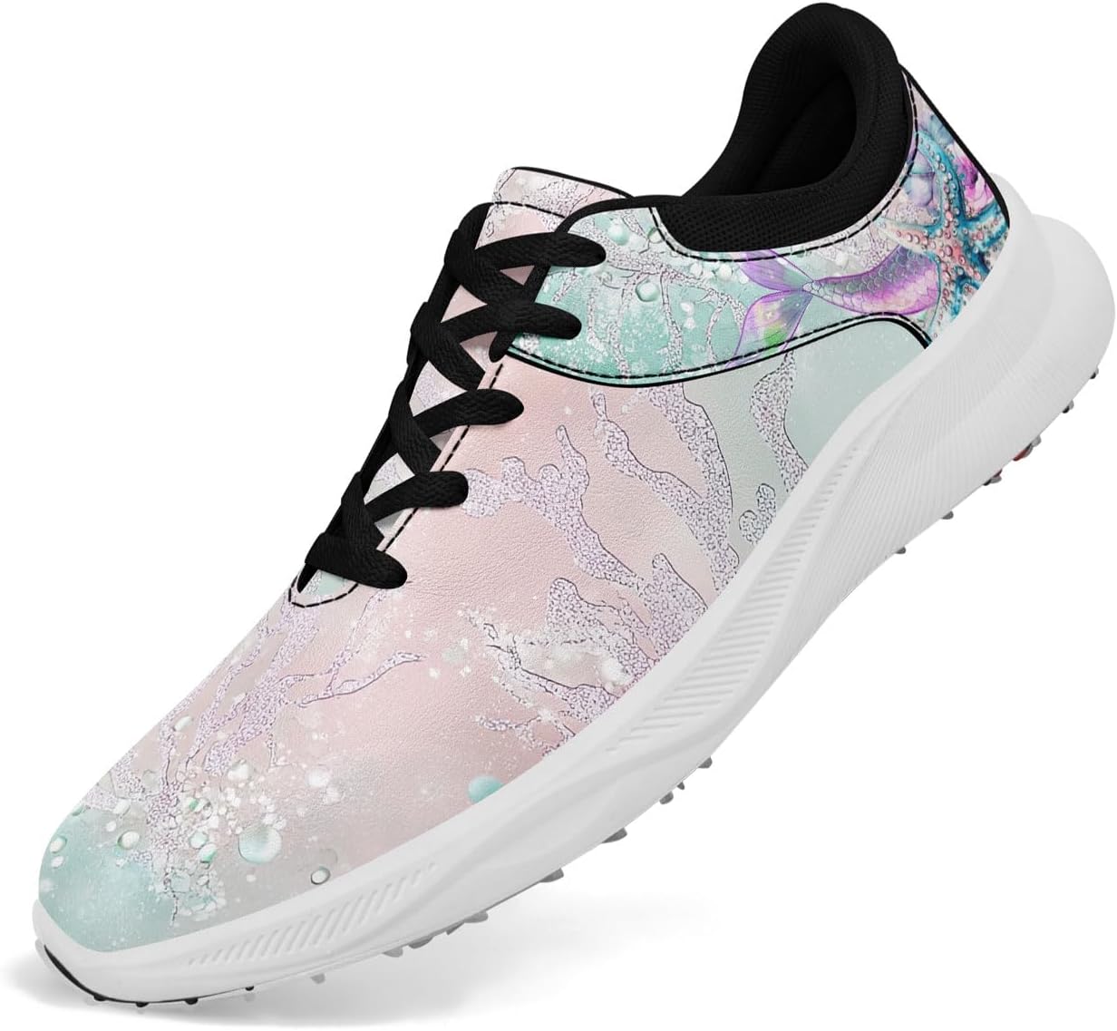 

Водонепроницаемые гольф-туфли без шипов для мужчин и женщин - с гавайским океанским принтом, легкие, дышащие и удобные для гольфа и повседневной носки Awsole, черный/зеленый/розовый/светло-зеленый