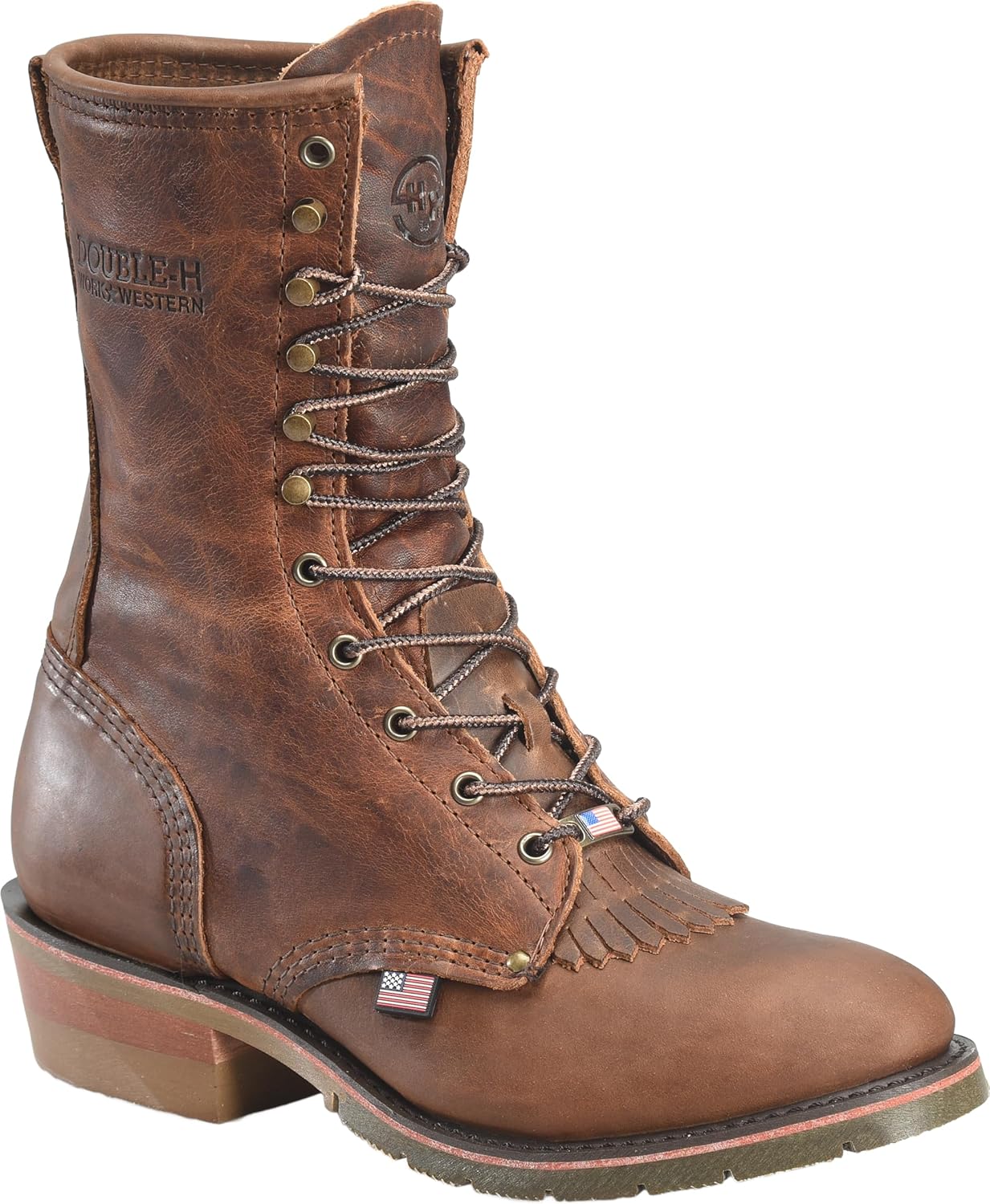 

Мужские кожаные ботинки DOUBLE-H с мягким носком и U-образным носом размера 9, прочные ботинки для мужчин, удобная и стильная обувь для активного отдыха, коричневый