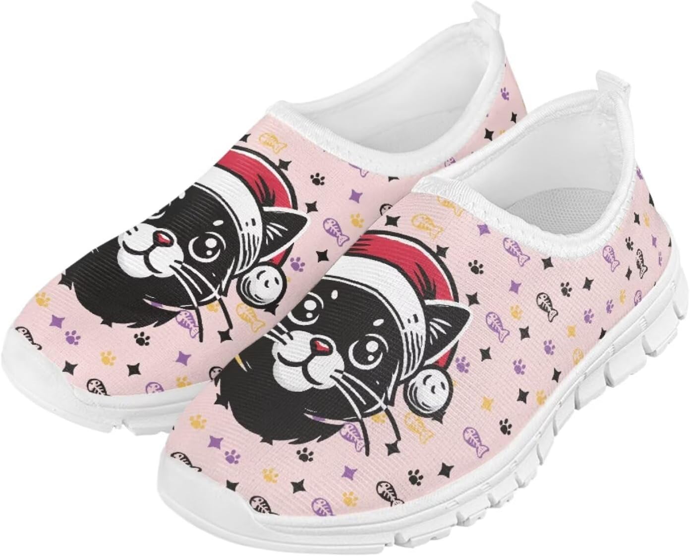 

Рождественский узор, мягкие эластичные нескользящие низкие дышащие быстросохнущие кроссовки для мальчиков и девочек, легкие Watdotory, черный