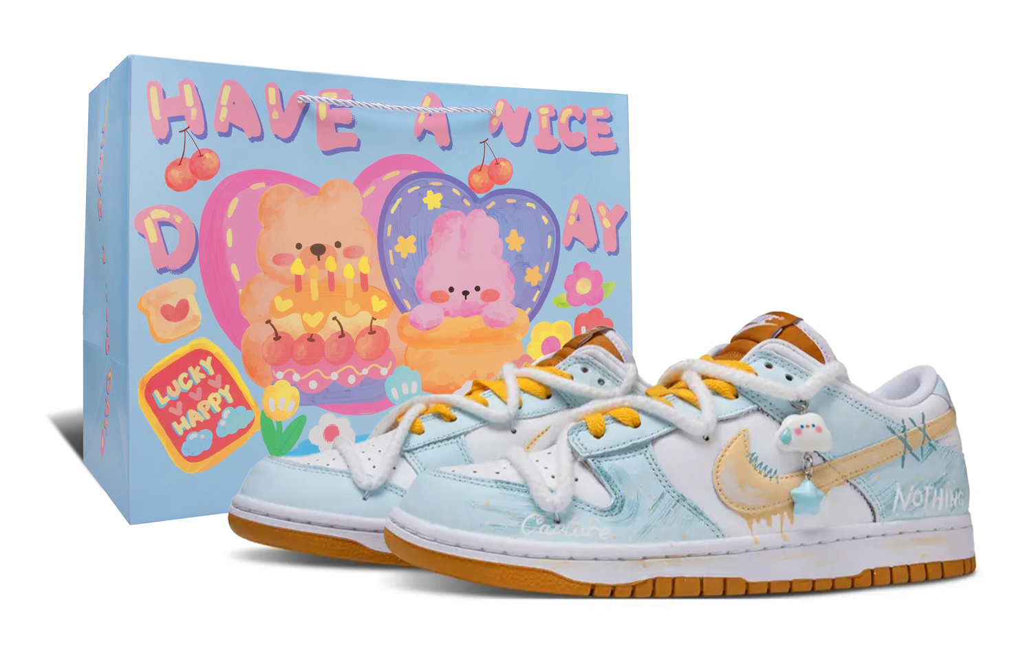 

Nike Данк скейтборд кроссовки унисекс низкие бело-голубые, цвет Blue White