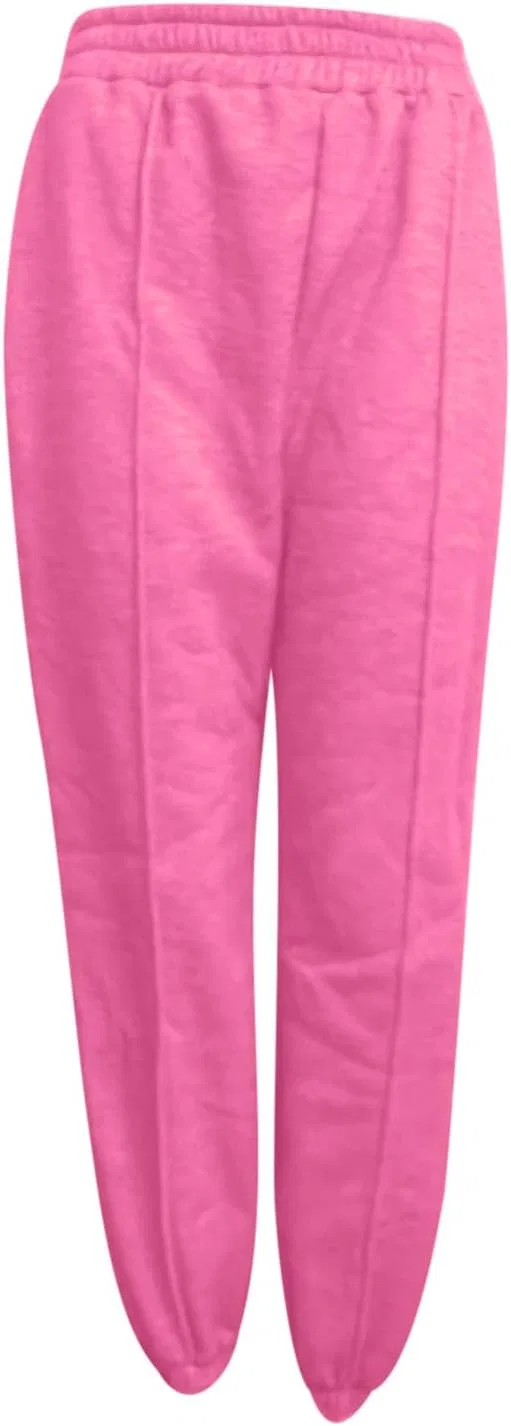 Спортивные брюки с утяжкой внизу, высокие, свободные, с карманами, A01_hot Pink — фото 3
