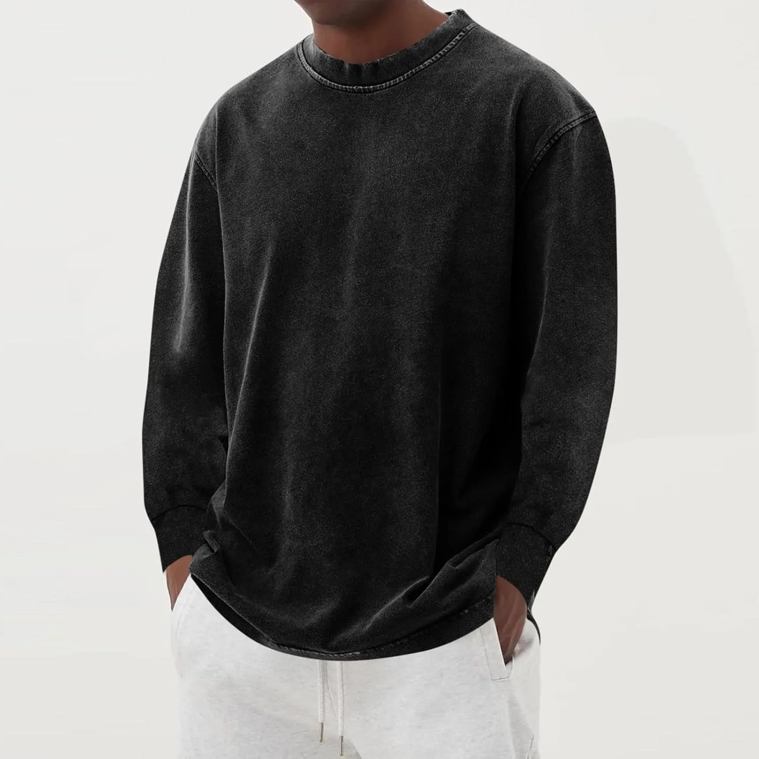 Мужская футболка с длинным рукавом Oversized Vintage Suede Crewneck — фото 2