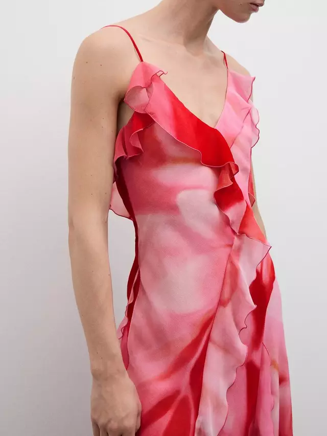 

Платье Mango Azalea Ombre Ruffle, цвет pink/multi