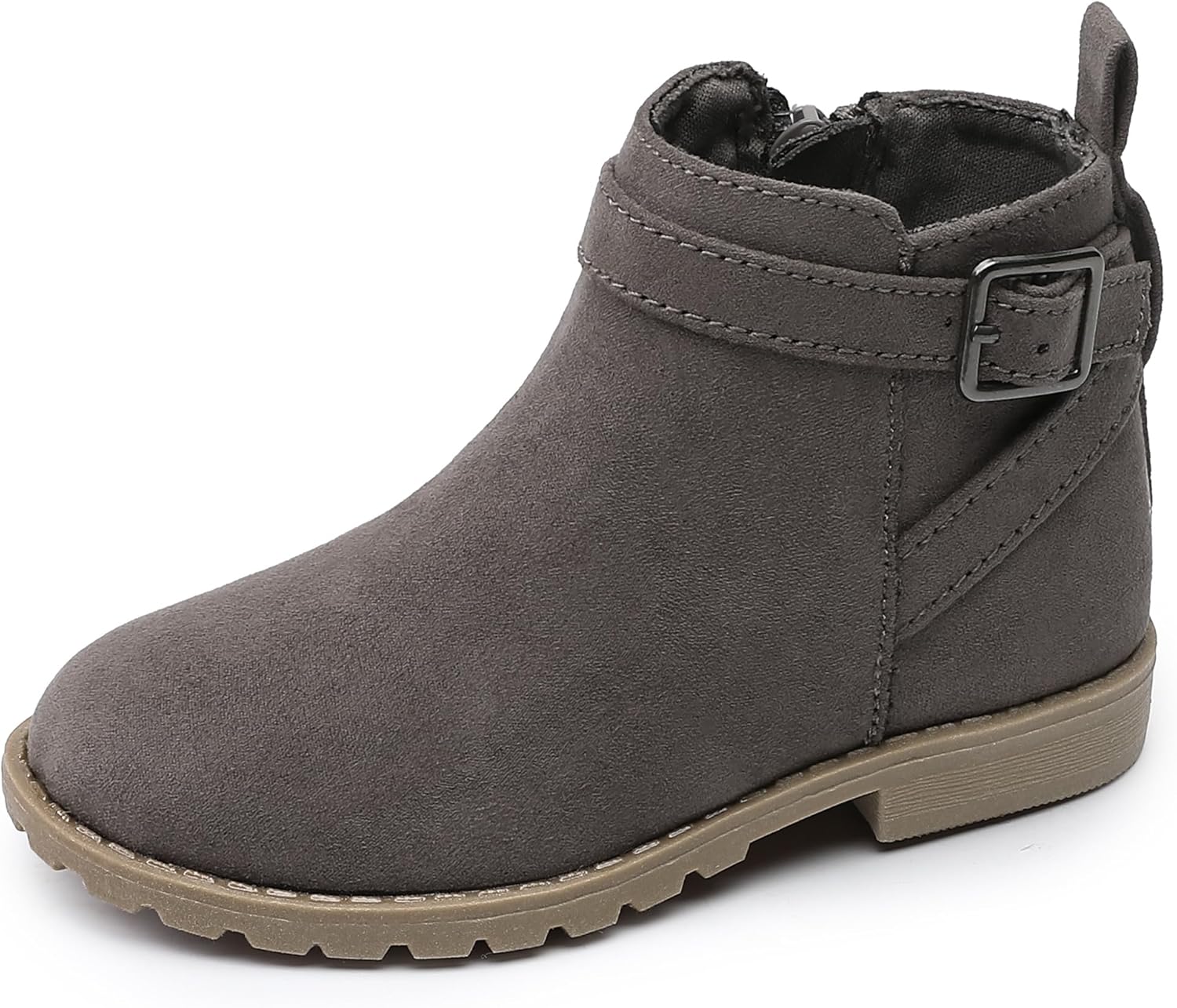 

Детские ботильоны HOMEHOT для девочек из замши с боковой застежкой-молнией, низким каблуком, короткие (для малышей/маленьких детей), Taupe Grey