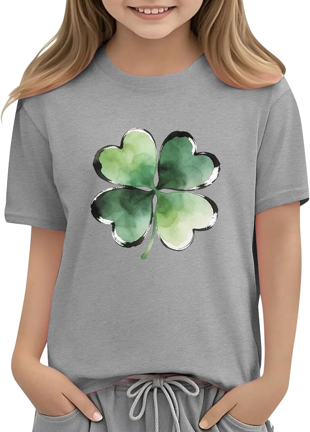 Футболка детская с рисунком Shamrock, Zzalalana, серый