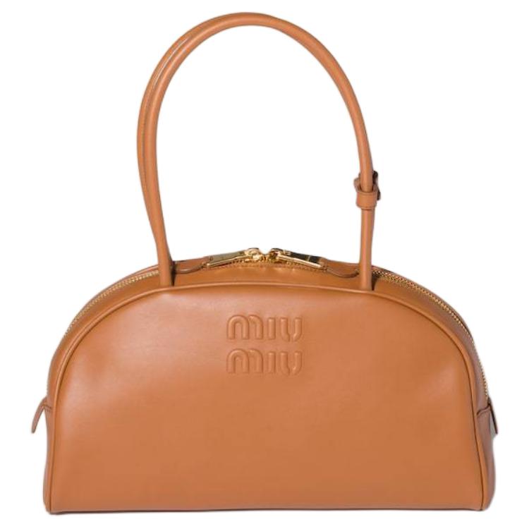 

Сумка боулинг Beau Cow из кожи, женская сумка через плечо Cognac MIU MIU, basic set (bag+dust bag)