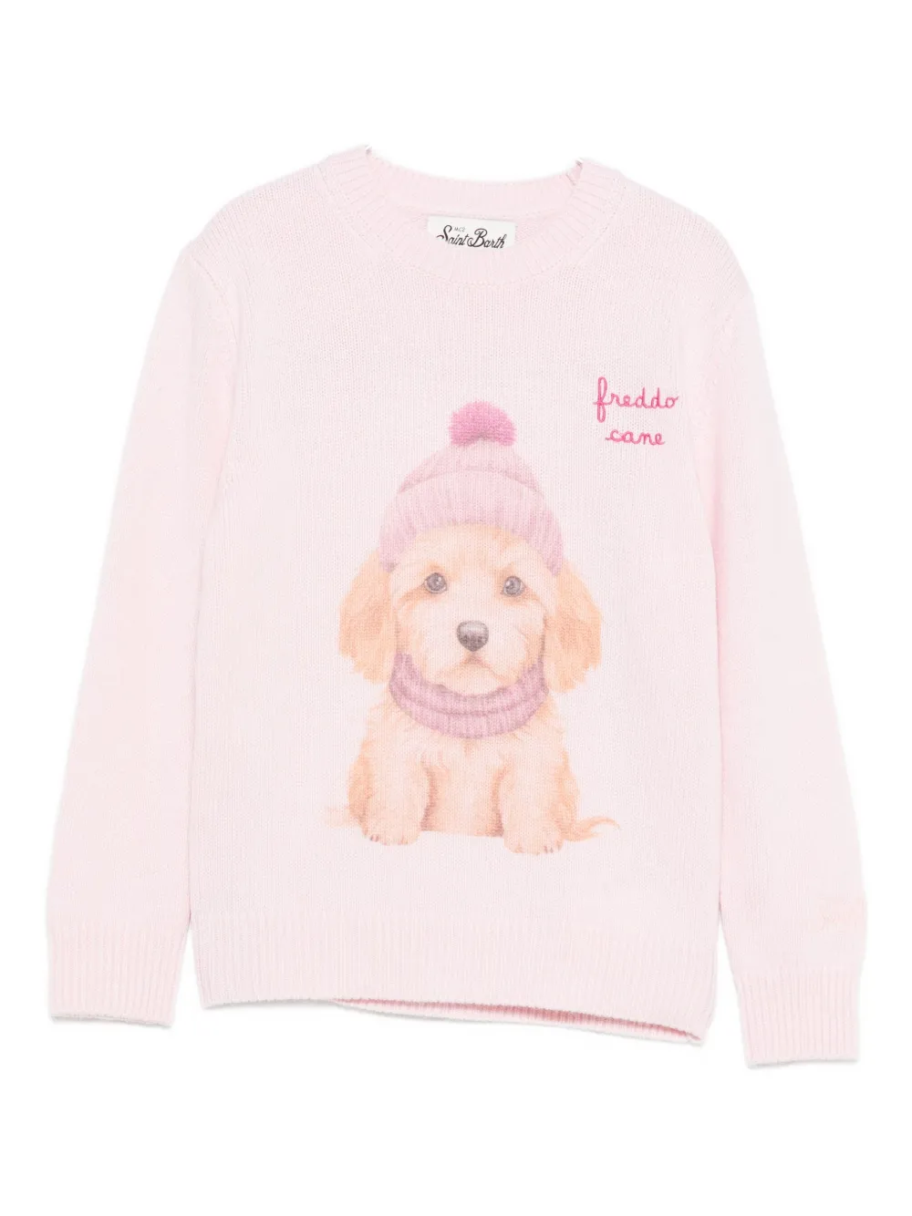 

Свитер с изображением собаки Mc2 Saint Barth Kids, розовый