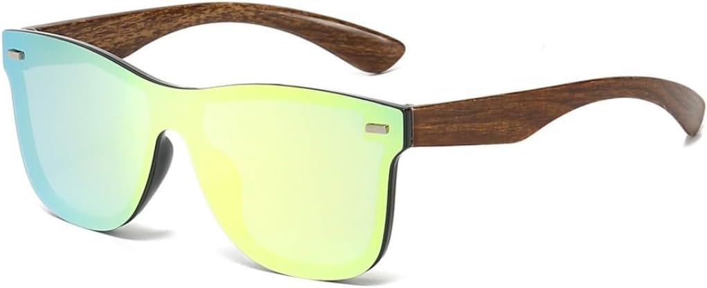 

Солнцезащитные очки для мужчин и женщин, плоские, с покрытием Flash Coating, заклепками, текстурой дерева, модные, с защитой от УФ-излучения UV400 UATXTAU, Gold Mirrored