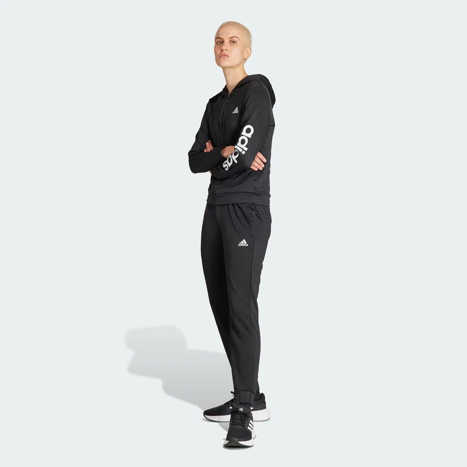 Женский спортивный костюм adidas Linear Track Suit, Black / White — фото 3