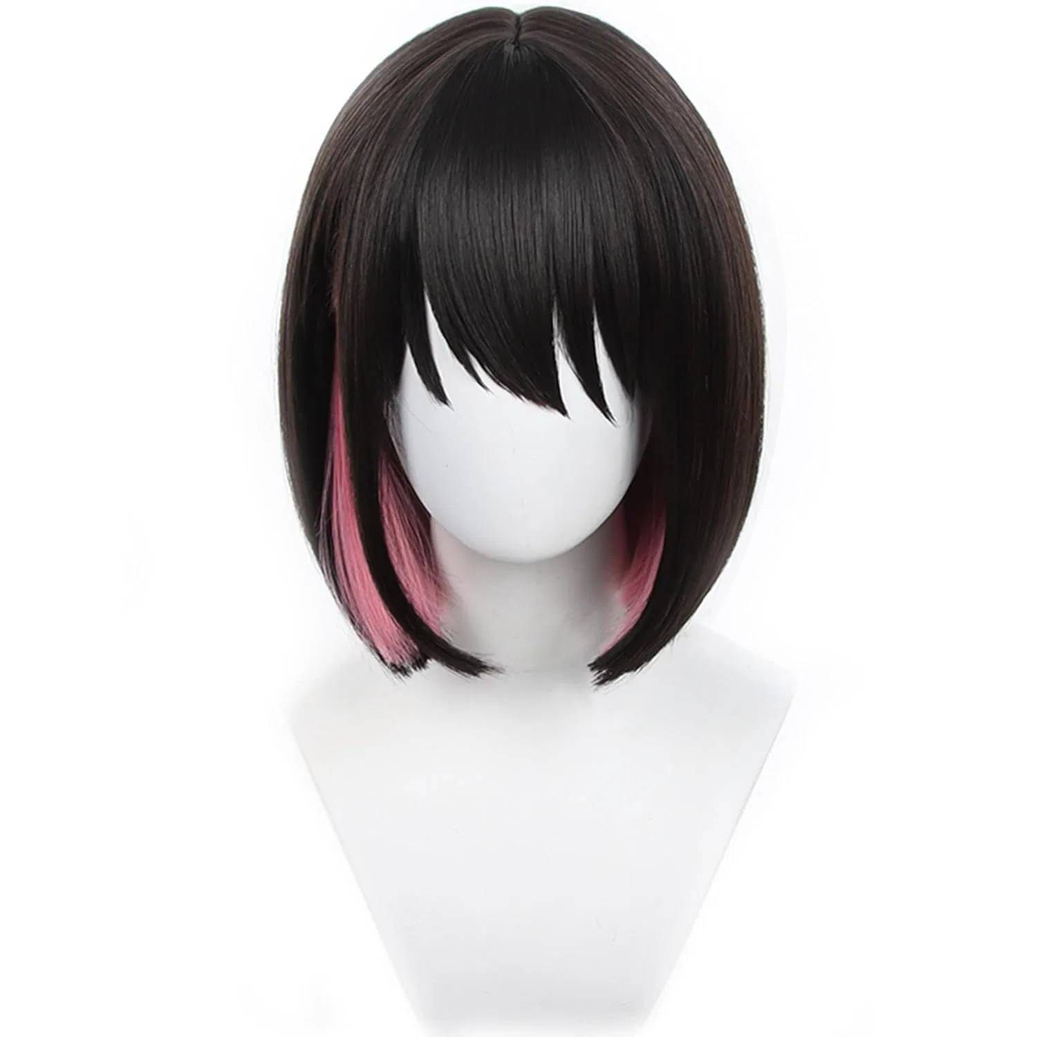 Короткий черно-розовый парик-каре для косплея Maysuwell, Black Mixed Pink