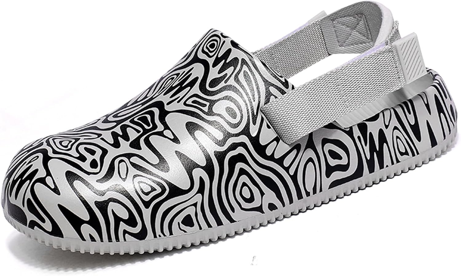 

Мужские камуфляжные клогги: слипоны с леопардовым принтом для сада - нескользящие удобные мюли - повседневные пляжные шлепанцы для душа у бассейна, активного отдыха на летнем воздухе, прогулок и плавания Fliozy, серый