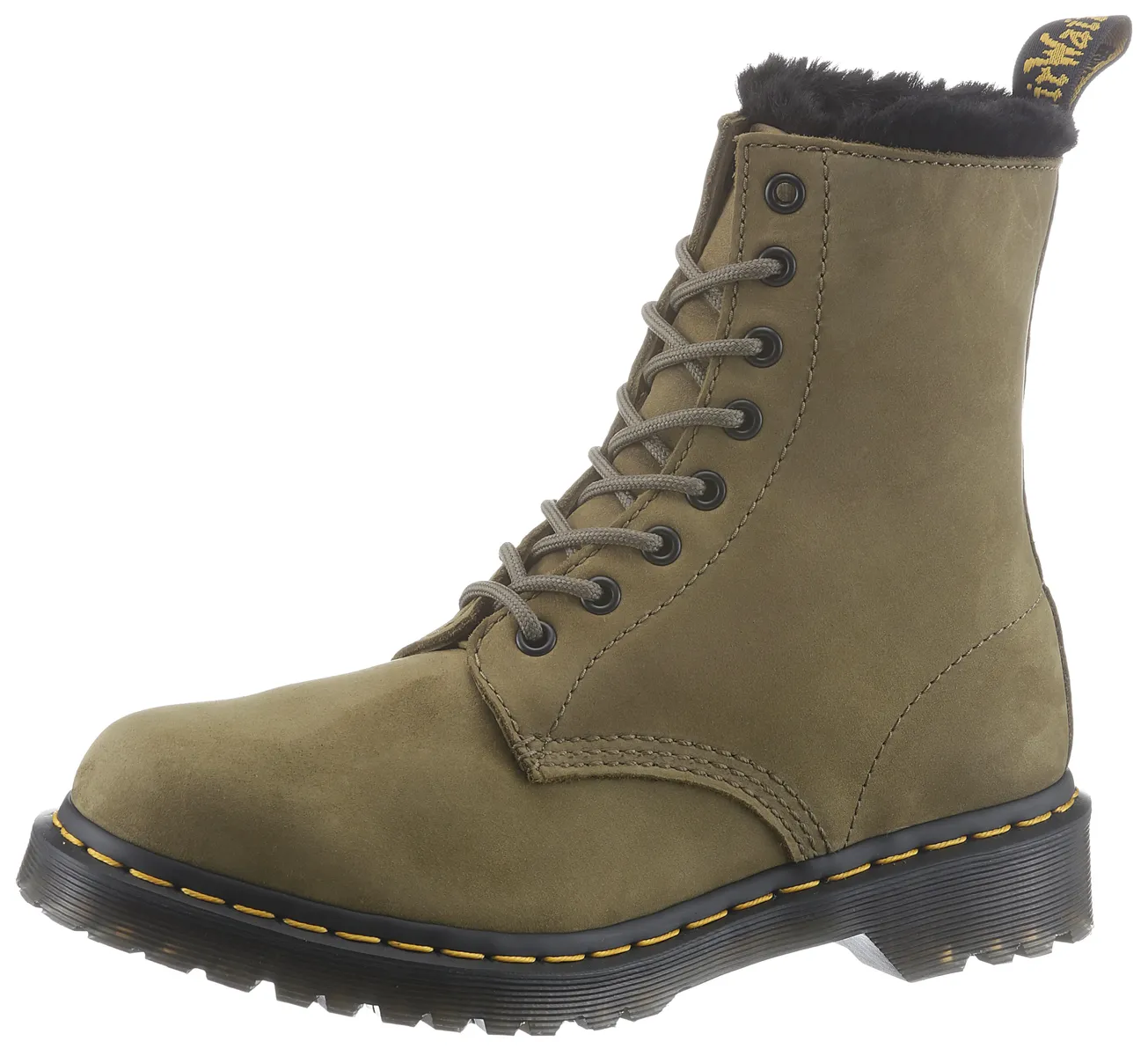 

Ботинки DR. MARTENS на шнуровке "1460 Serena", на теплой подкладке, оливковый