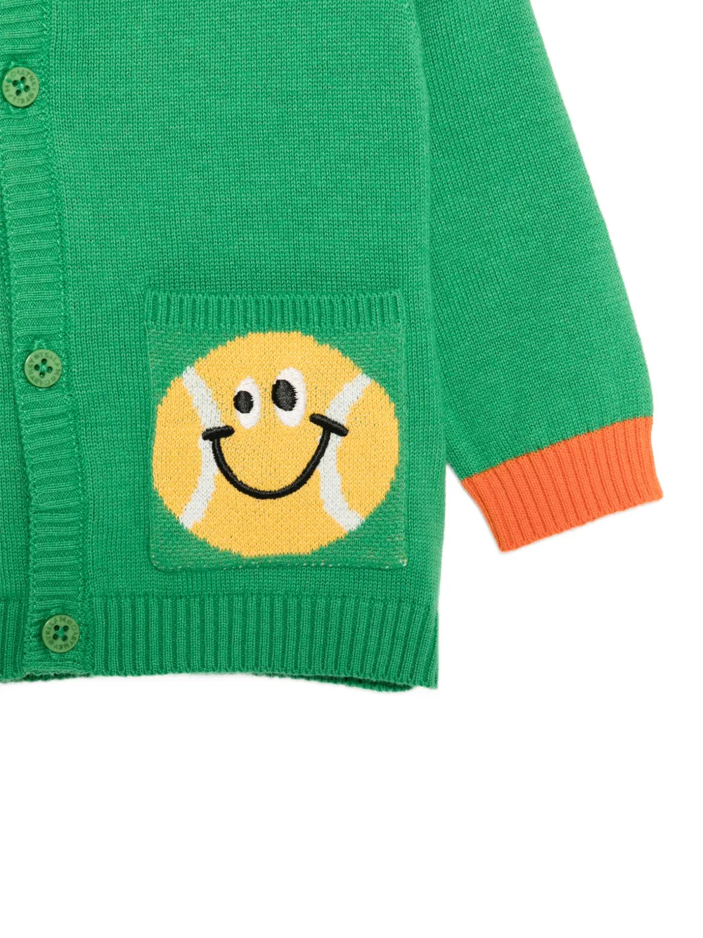 Кардиган с нашивкой в виде улыбающегося лица Stella Mccartney Kids, зеленый — фото 3