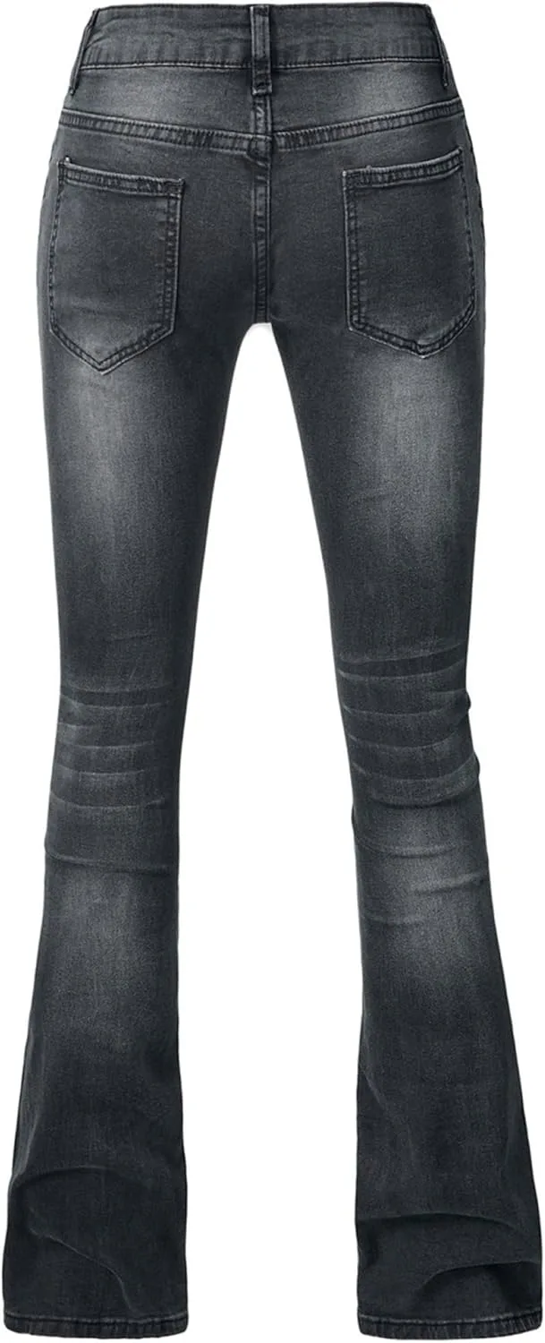 Джинсы Boot Cut для женщин Mid Rise с потертостями — фото 3