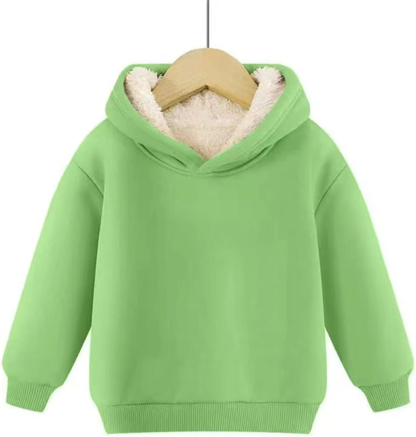 Детская куртка с капюшоном на флисе, оверсайз, Mint Green — фото 2
