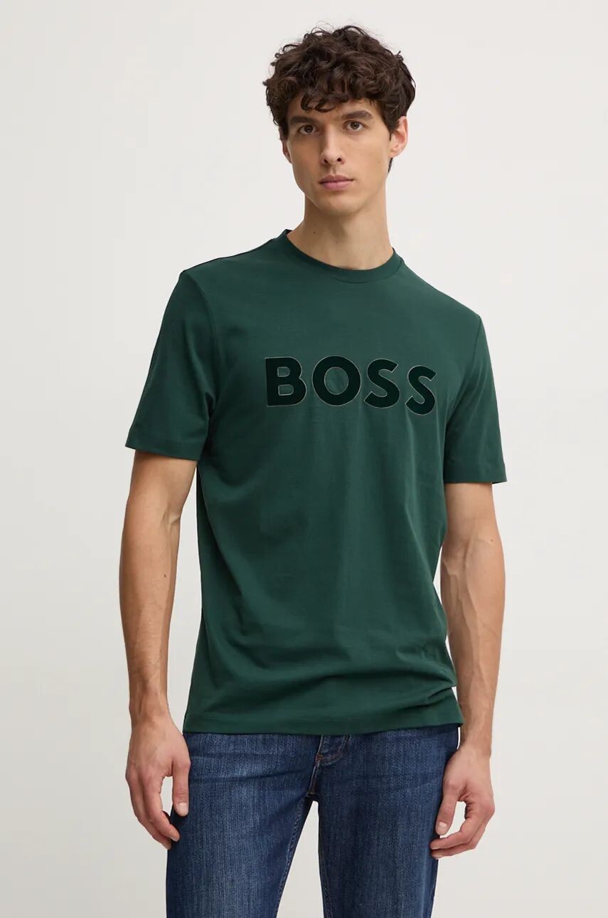 

Хлопковая футболка BOSS, зеленый