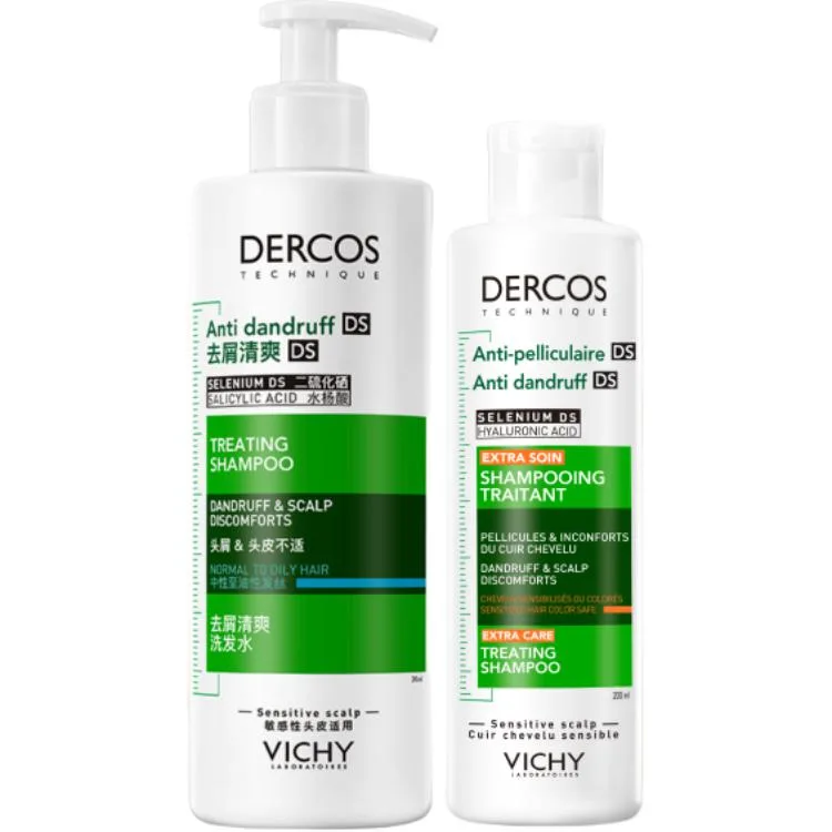 Vichy Шампунь для объема и очищения с мятой 50 мл + 200 мл + 200 мл, Two-Piece Set: Green Logo Refreshing Shampoo 390ml+Green Logo Hydrating Shampoo 200ml