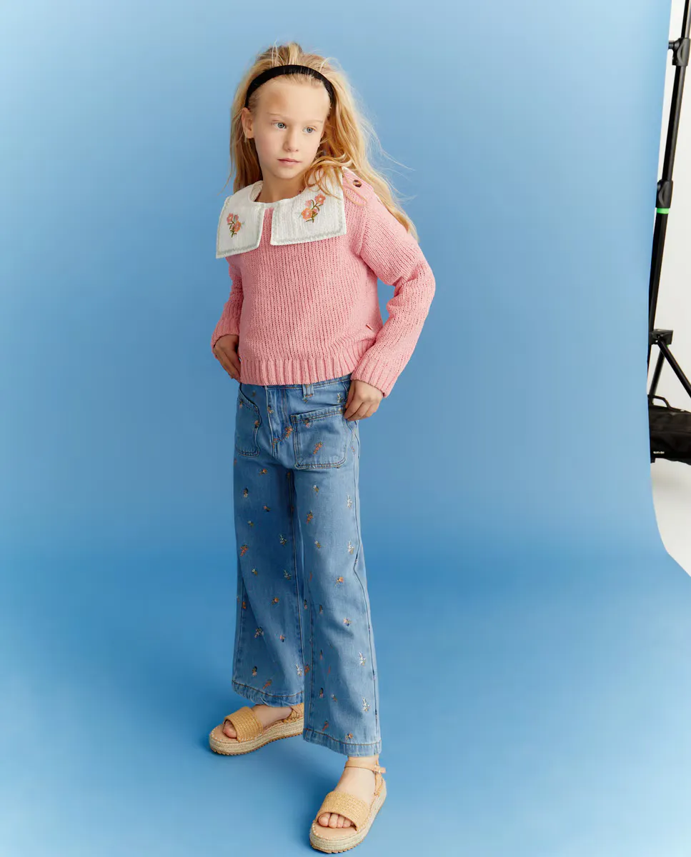

Свитер для девочек из синели на пуговицах Kids El Corte Inglés, зеленый