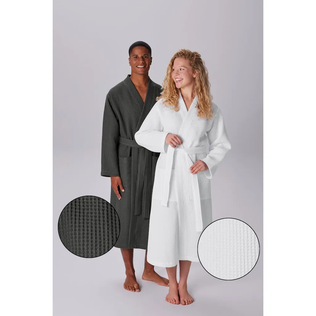 

Мой домашний унисекс-халат Инга, вафельное полотно, идеально для сауны и СПА, гостиничный халат, 1 шт., компактный размер, карманы, для женщин и мужчин, S-3XL, утренний халат My Home, белый