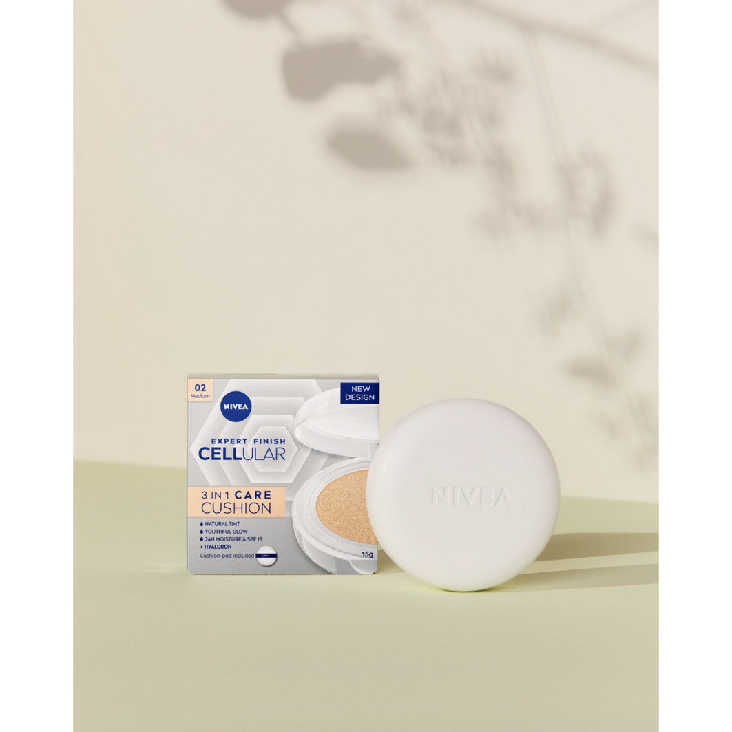 Пудра для лица cellular expert finish 3in1 pflege cushion dunkel Nivea, 2 - medium, объем 15 мл — фото 4