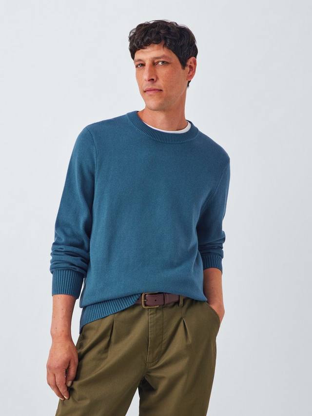 

Хлопковый джемпер с кашемиром с круглым вырезом John Lewis, Blue Wing Teal