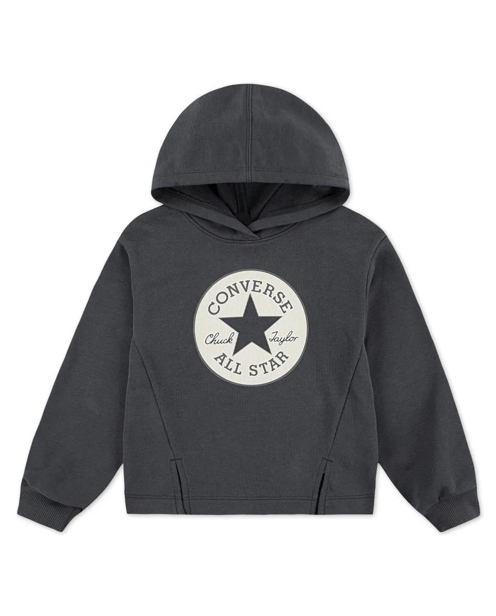 

Толстовка с капюшоном из французского махрового трикотажа квадратного кроя для девочки Converse, черный