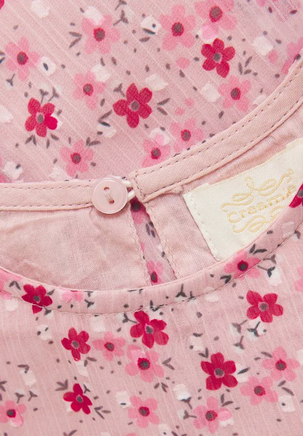 Платье с короткими рукавами и цветочным принтом в стиле добби. Creamie, Rose Smoke — фото 3