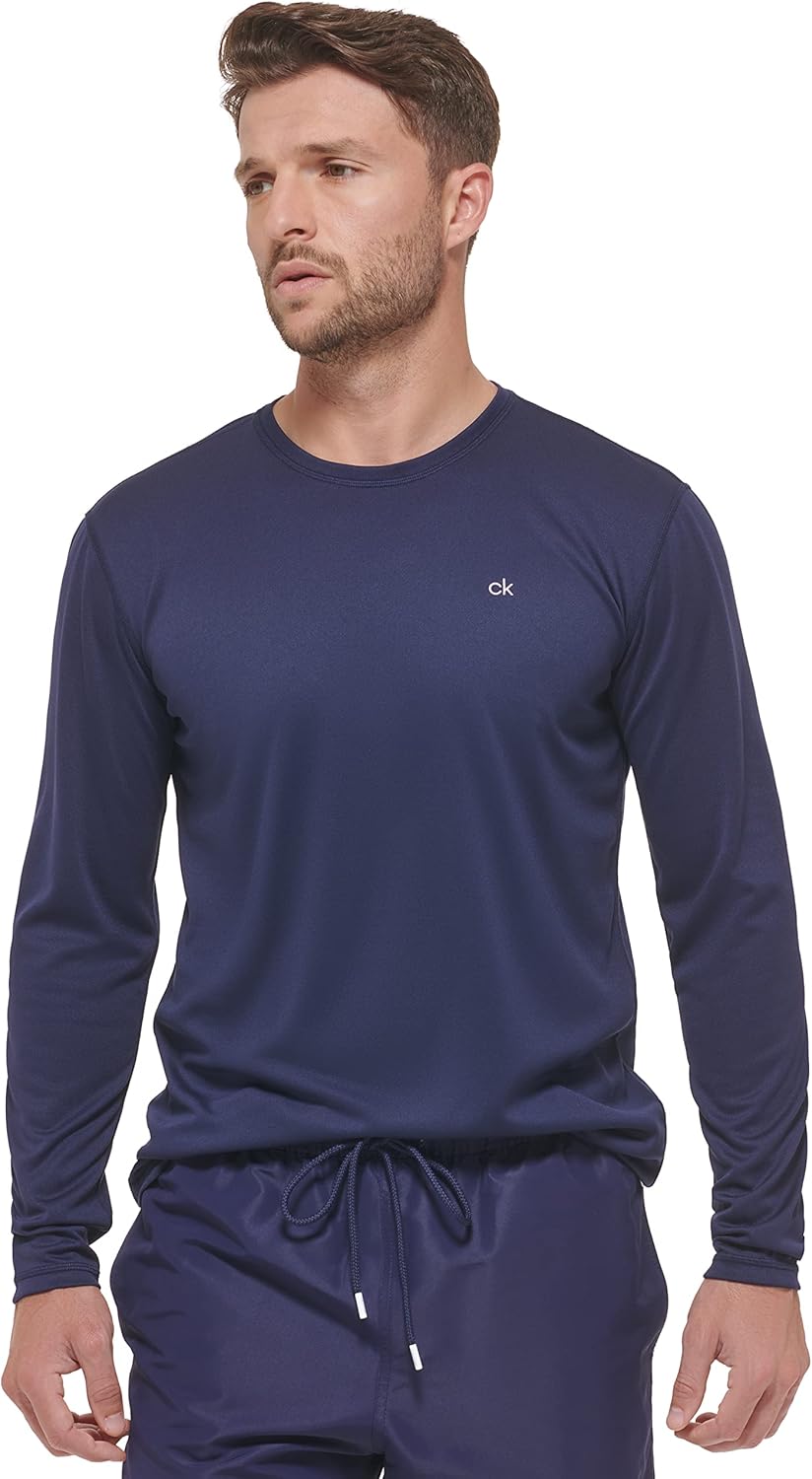 

Мужская стандартная быстросохнущая рубашка для плавания с длинным рукавом Calvin Klein UPF 40+, Navy