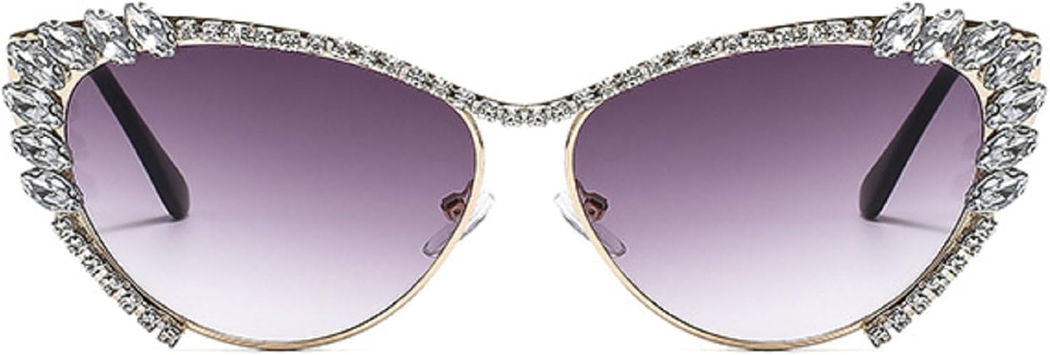 

Популярные модные солнцезащитные очки «кошачий глаз» с кристаллами и стразами, женские очки с бриллиантами, стильные сверкающие очки для вечеринок и рейв-вечеринок mincl, Gray