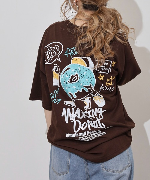 

Футболка с коротким рукавом, вышивка "Walking Donut" FUNALIVE, коричневый