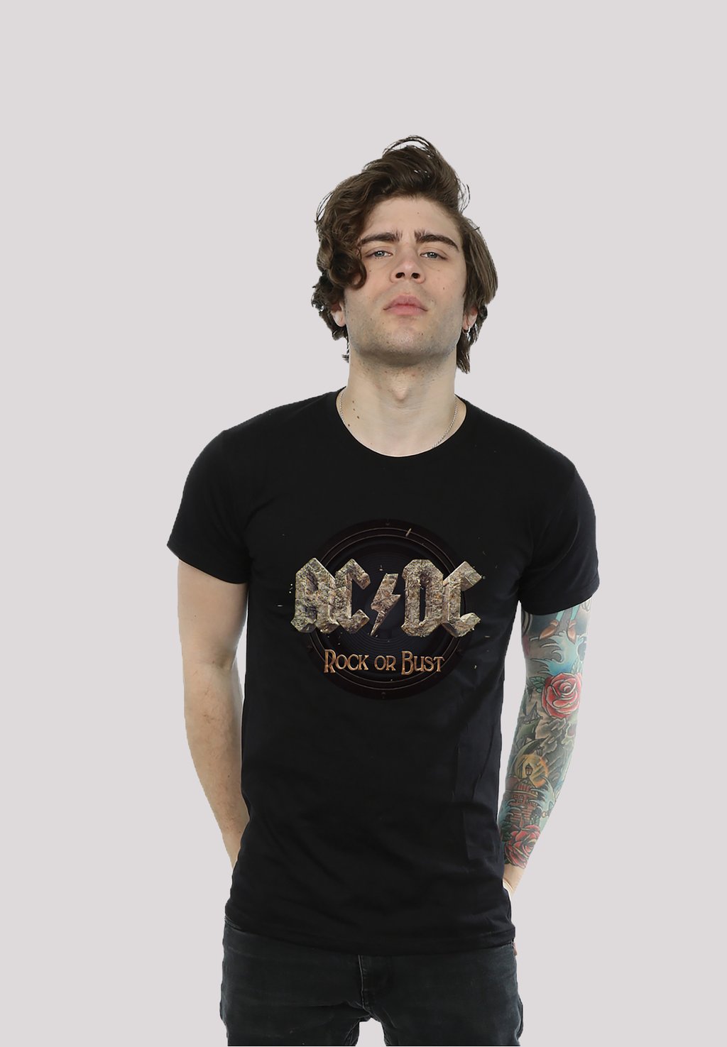 

Футболка с принтом ACDC ROCK OR BUST - PREMIUM ROCK MUSIK BAND FAN MERCH FÜR F4NT4STIC, черный